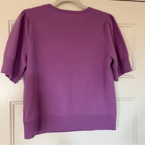 Rachel Zoe Sweater Lilac Extra Fine Merino Wool Puff Short Sleeved - Picture 3 of 4